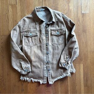 Zeagoo Brown/Orange Denim Fringe Bottom Jacket